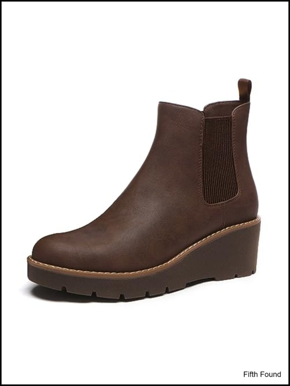 Platform Wedge Chelsea Ankle Boots Faux Leather Slip-On